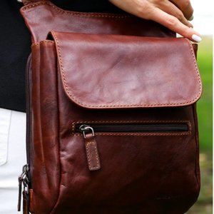 JACK GEORGES VOYAGER SLIM CROSSBODY BAG #7831 BROWN